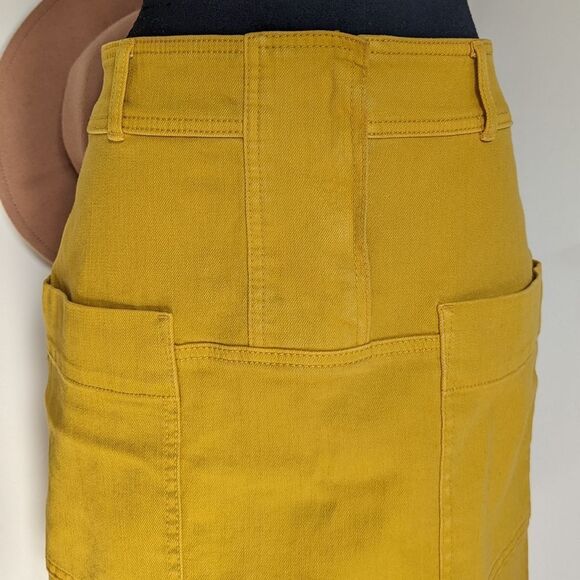 Tory Burch Colette India Gold Yellow Denim Skirt, sz 10 - Picture 4 of 13